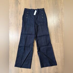 New Ann Taylor The Wide Leg Navy High-Waisted Button Pants-Size 8